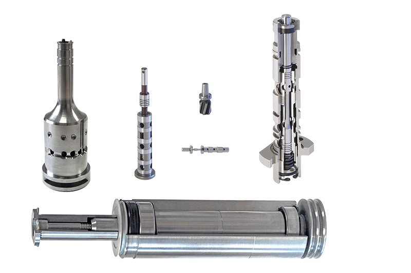 Verschiedene gefertigte Komponenten der Branche Hydraulik