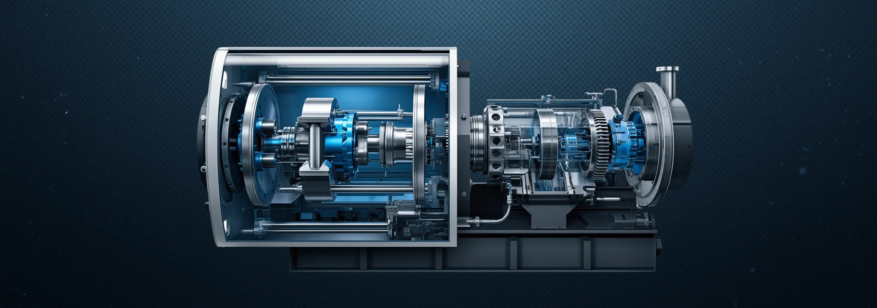 Aufgeschnittene Maschine mit Getriebe und Präzisionswellen – Komponenten von BEUTTER für den Maschinenbau